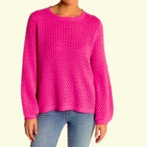 NORDSTROM Sweater 14TH & UNION 3/4 Sleeve Pink Cotton Sweater Size Small Petite